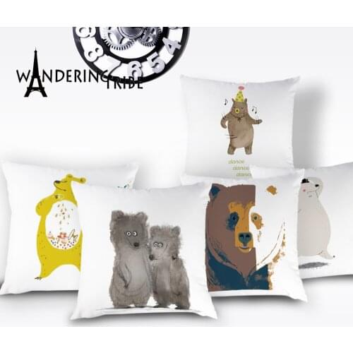 Cartoon Bear Throw Pillow Case Colorful Anime Decorative Cushions Animal Cushion Cover Cute Home Decor Sofa Cushion Covers