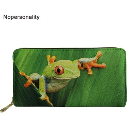 Nopersonality Cute Tropical Frog Print Leather Wallet for Women Casual Long Credit Card Holder Ladies Wallet Purse Clutch Bags
