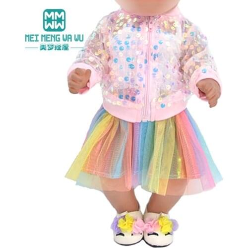Doll Clothes Fashion sequined jackets, skirts For 18 Inch American doll and 43cm New born Doll accoessries