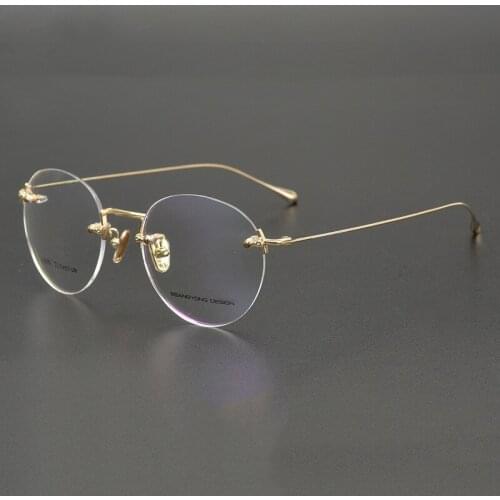 The new Niche Japanese handmade pure titanium spectacle frame framed round myopia glasses custom-made myopia glasses