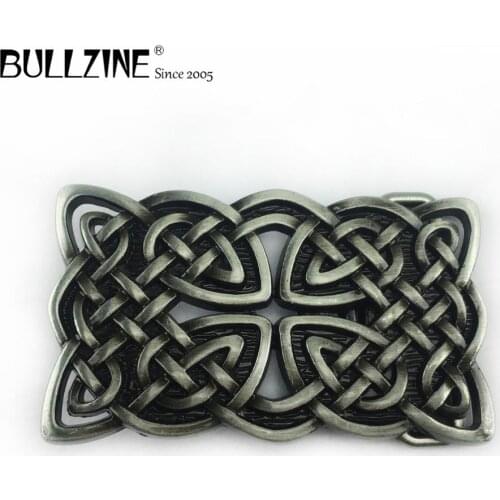 Bullzine wholesale zinc alloy western celtic cross belt buckle 2 colors available FP-03368 cowboy jeans gift belt buckle