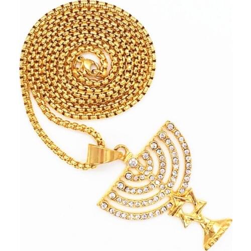 Necklace&pendant Gold Filled Menorah symbol Messianic Hebrew Necklace