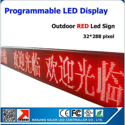 P10 led sign outdoor 32*288 dots led programmable display sign board outdoor waterproof advertising led screen red color