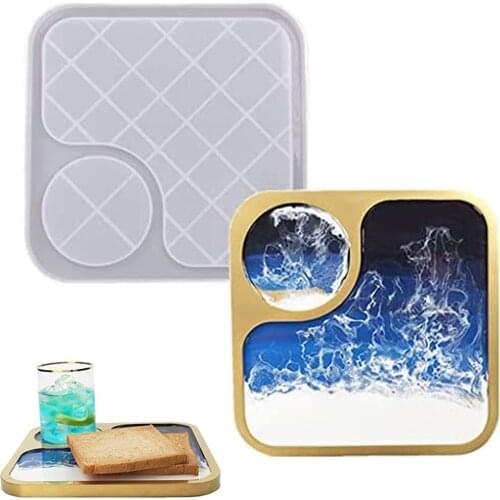 Breakfast Tray Epoxy Resin Mold Cup Mat Silicone Casting Mold Mug Pad Clay Mould DIY Craft Serving Dinner Plate Board Home Decor