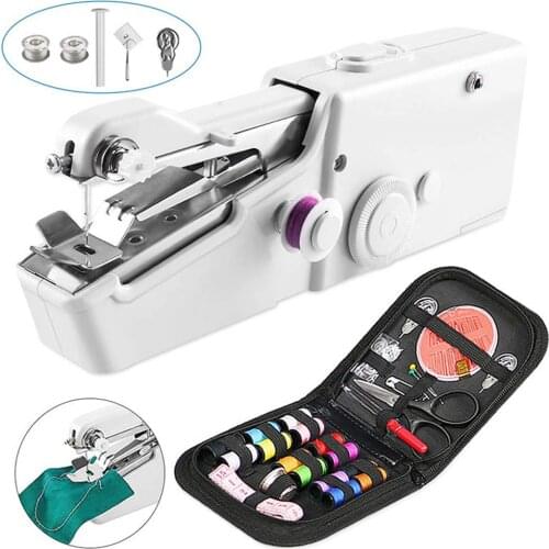 Portable Handhold Sewing Machine DIY Mini Electric Stitch Household Cordless Needlework Set Repairs Clothes Stitchin Sew Tools