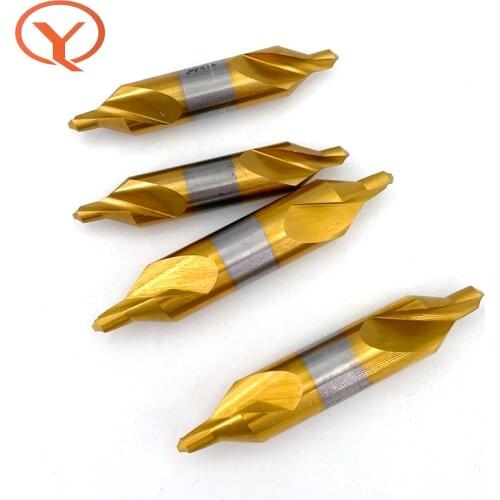 QIYE Coated Center Drill Bit 1.0-5.0mm TiN HSS Metalworking Hole Drill 60 Degrees Combined Drill Bit Cutter Spiral Center Drill