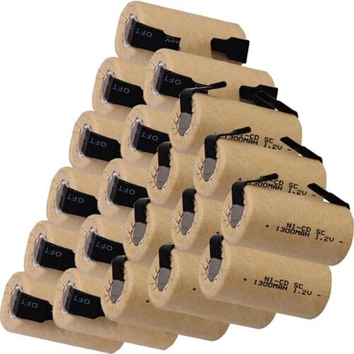True capacity! 20 pcs subc battery ni-cd SC battery rechargeable nicd battery replacement 1.2v batteria 1300 mah power bank