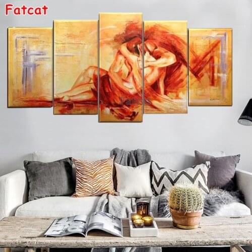 Lovers kissing romantic 5 Pieces 5D Diy Diamond Painting Cross Stitch Kits Diamond Embroidery Cross Stitch Home Decor PP2066