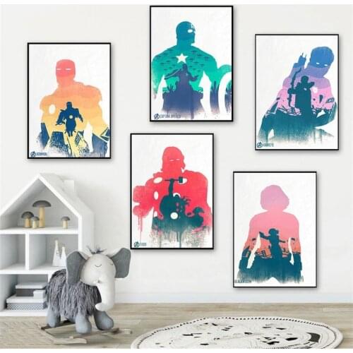 Marvel Watercolor Superheroes Canvas Painting Abstract Avengers Iron Man Poster Print Wall Art Picture Bedroom Home Decoration