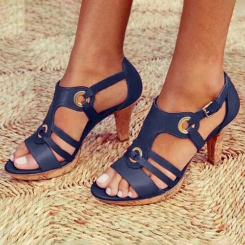 Fashion Summer Women Sandals 2021 Ladies Heel Shoes Sandals Female High Heels Simple Platform Shoes Lady Buckle Peep Toe Sandal
