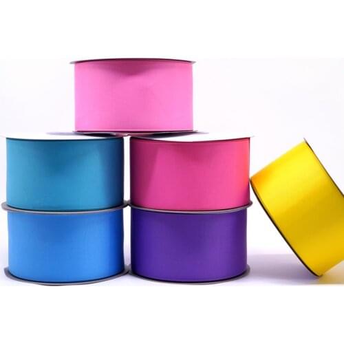 75 MM Width 100% polyester 3 inch solid plain Grosgrain Ribbon 50Y pink color