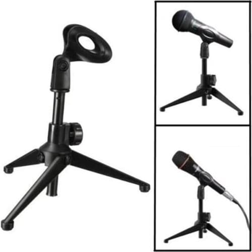 Foldable Desk Microphone Tripod Adjustable Height Mini Mic Mount Holder Stand Microphone Bracket Support