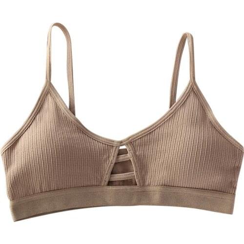 Sports Bra Underwear Threaded Cotton No Steel Ring Breast Hollow Out Breathable Ultra-Thin Comfortable Ladies Fitness Bra