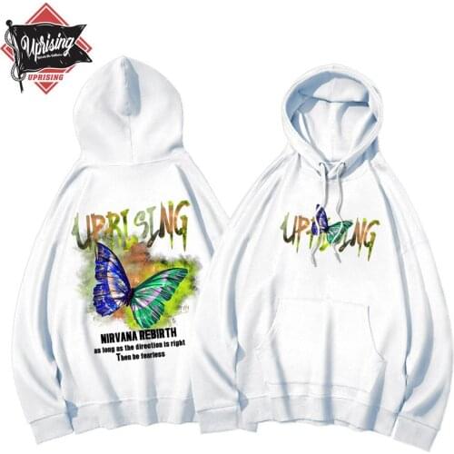 UPRISING Hoodies, Sweatshirts Men Streetwear Colorful Butterfly Print Half Sleeve Top Angel Wing New Design Hip Hop Harajuku