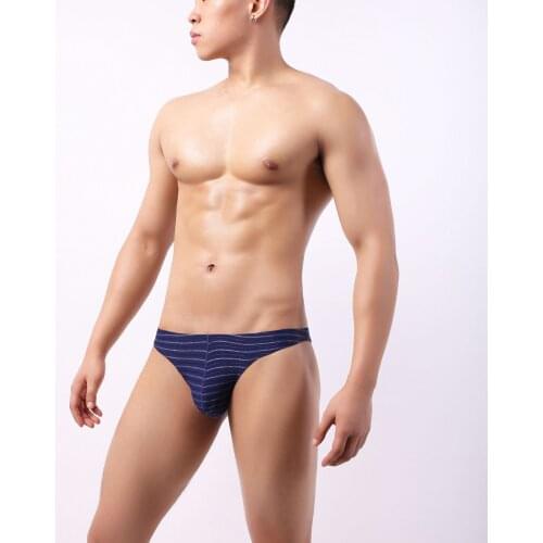 Sexy Men Underwear Briefs U Convex Big Penis Pouch Design Men Nylon Briefs for Man Low Rise Bikinis Striped Panties Underpants