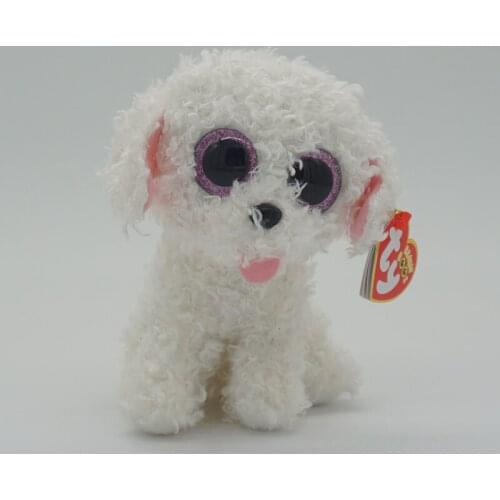 Ty Beanie Boos Big Eyes 6" 15 cm White Teddy Puppy Plush Stuffed Cute Animal Toy Simulation Dog Decor Doll Child Birthday Gift