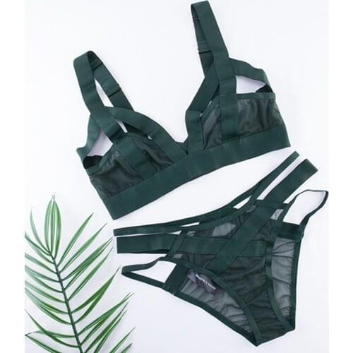 Wriufred Ultra-thin Hollow Out Sexy Underwear Bra Set Large Size Lingerie for Ladies Wire Free Personality Bra&Brief Sets New