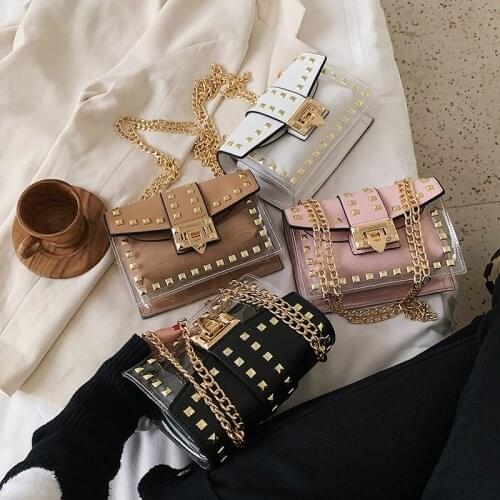 FANTASY 2020 New Style Transparent Rivet Handbag For Women Punk Trendy Chian Messenger Crossbody Bag Lady Travel Luxury Hot Sale