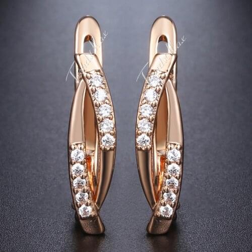 Womens Stud Earrings Oval CZ 585 Rose Gold Earrings Woman Jewelry 2018 Accessories Gifts For Women Dropshipping Wholesale GE179