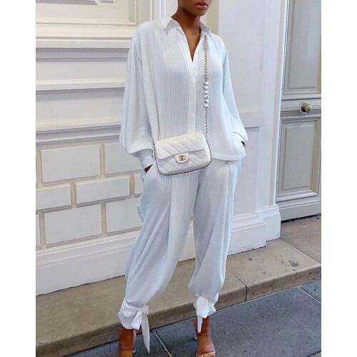 Two Piece Set Women Top And Pants Tracksuits Women 2021 Casual Solid Suit Long Sleeve Top Loose Long Pants Ropa Mujer