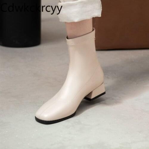 Winter The New fashion British style Square head Short tube Elasticity Martin boots black Beige brown High heels Women boots