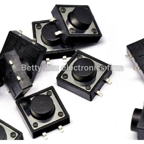 100PCS/LOT 12 * 12 * 6MM SMD Tact Switch 4 feet of good quality shrapnel
