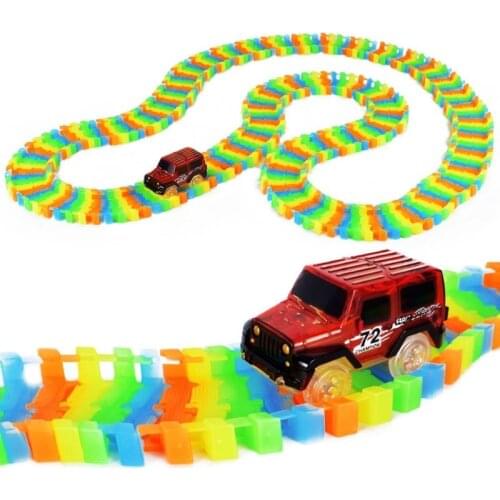 160PCS Free assembly race track car set diy change electric vehicle flexible luminous toys assembly beginning ability best gift