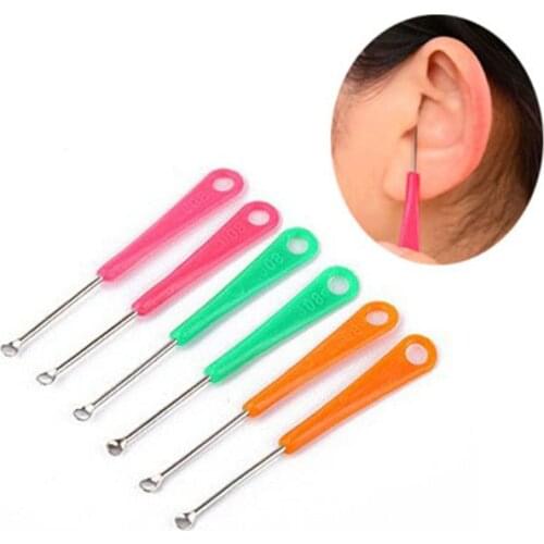 20Pcs Mini Earwax Cleaner Ear Wax Removal Tools Portable Ear Spoon Earpick Simple Plastic Handle Iron Scoop Earwax Remover