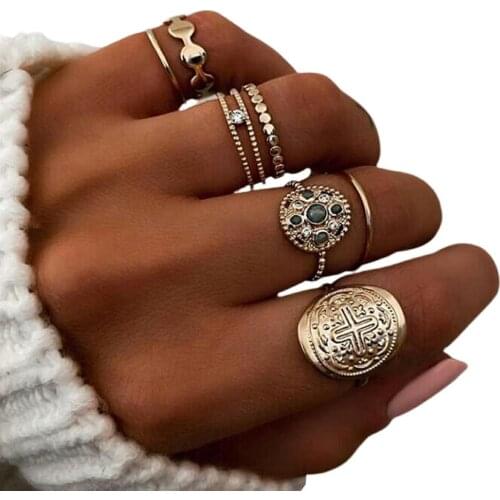 2020 Latest Bohemian Rings Sets For Women Vintage Buddha Statue Zodiac Lotus Charm Joint Ring Wedding Jewelry Dropping Fast Ship