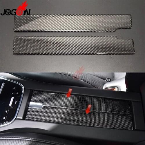 2P Carbon Fiber For Porsche Panamera 971 4 4S GTS Turbo 2017 - 2019 Car Rear Seat Armrest Box Water Cup Holder Panel Cover Trim