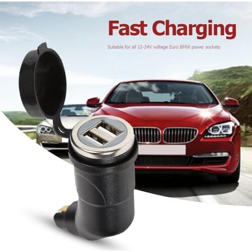 3.1A Dual USB Charger Adapter Hella DIN Plug Phone Charger Universal Cigarette Electronic Lighter for BMW Motorcycle