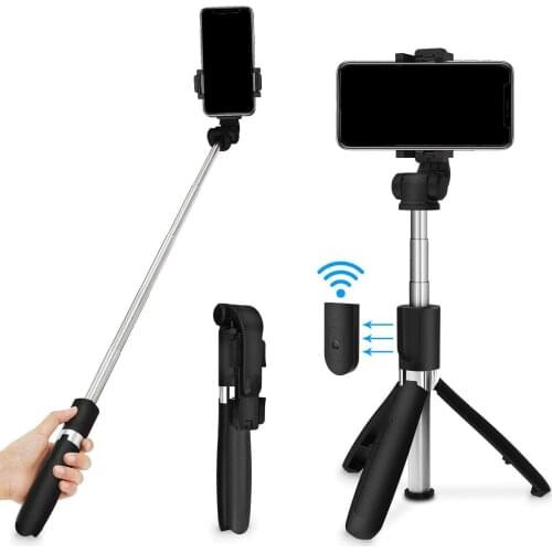 3-in-1 Multifunctional Extendable Bluetooth Selfie Stick Tripod with Detachable Wireless Remote Compatible with All Smartphones