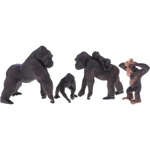 4x Simulation Gorilla Family Figure Toy Animal Model Set Home Ornament Toys Set