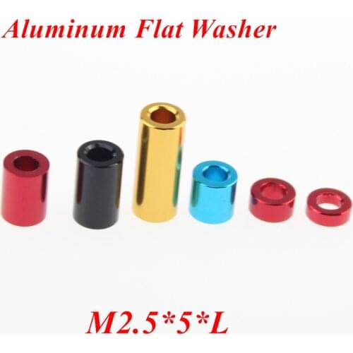 50pcs M2.5*5*L (2/2.5/3/4/5/6mm) Aluminum flat washer M2.5 ID=2.6mm Aluminum countersunk gasket Washer meson for RC Parts