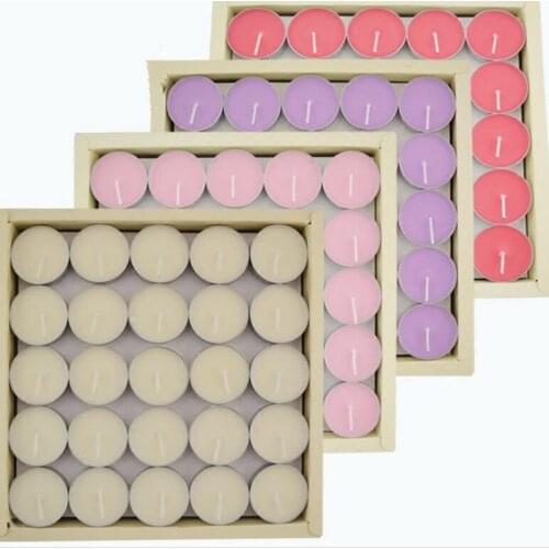 50pcs! Romantic DIY scented candles boiled tea wax smokeless candles for Xmas Party Hallowmas Wedding Birthday Decoration