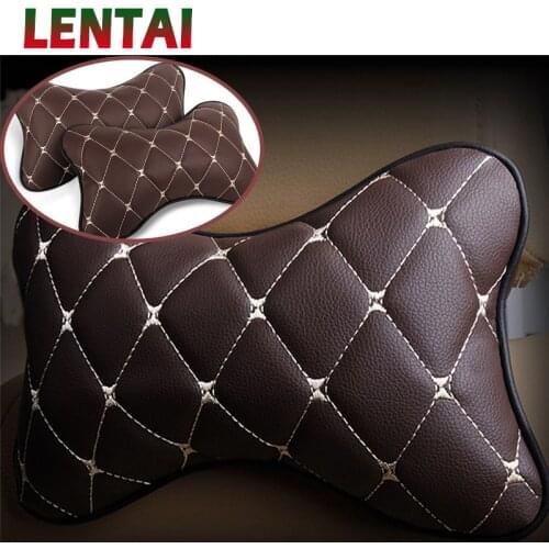 LENTAI NEW 1Pc Car neck pillow Leather Headrest For BMW Toyota Ford Renault Opel Kia VW Honda Mercedes Mazda Peugeot