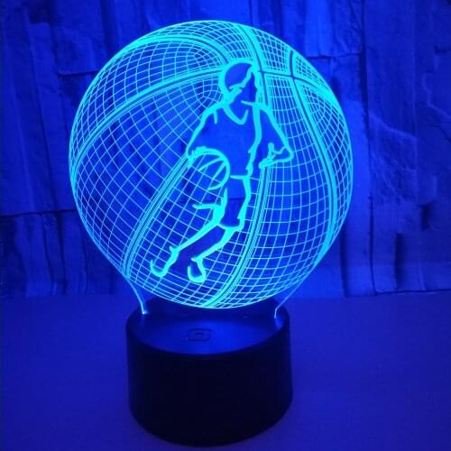 Basketball Model LED 3D Lamp Remote Touch Switch USB Night light Colorful Mood Table Decorative for Boys Kids Gifts