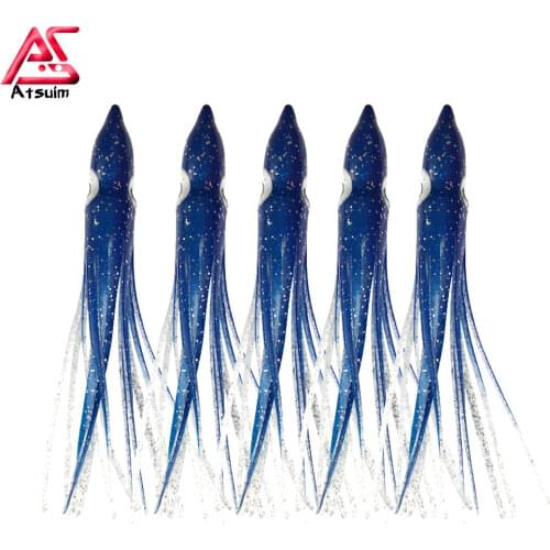 AS Glow Octopus Soft Lure Rubber 10pc s8cm10cm12cm Luminous Squid Hooks Skirts Fishing Sai Sailfish Artificial Baits Mix Colors