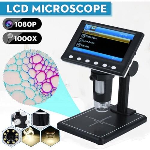 Digital Microscope 4.3inch 1000X Magnification 1080P LCD Microscope Portable Video Camera Microscope with 8 Adjustable LED Light