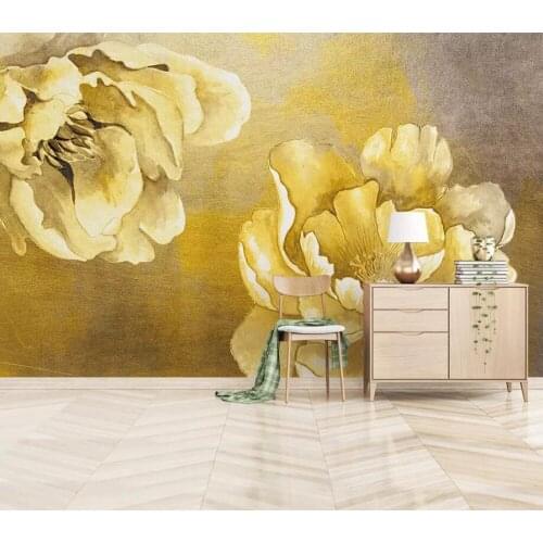 Custom photo mural 3D abstract gold flower modern simple flower rich bedroom living room background wall painting