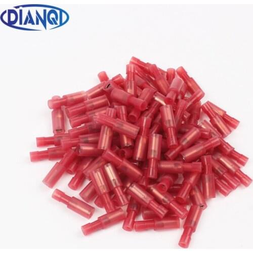 DMWD FRFNY1-156 FRFNY1.25-156 Nylon brass Bullet Shaped Female Wire Connector Electrical Crimp Terminal 100PCS 0.75-1.5mm2 FRFNY