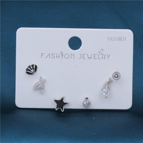 925 Sterling Silver Stud Earrings Set for Women CZ Bar Ball Tiny Earring Stud Hypoallergenic Set for Sensitive Ears