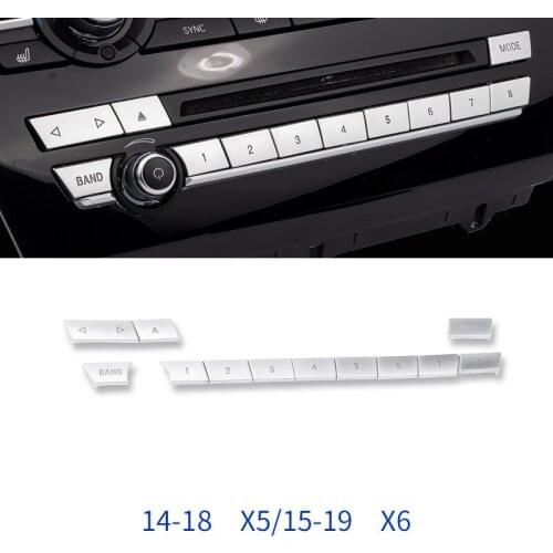 Chrome Car AC Air Conditioner Button Sequin Decoration Cover Trim For BMW X5 X6 F15 F16 2013-2018