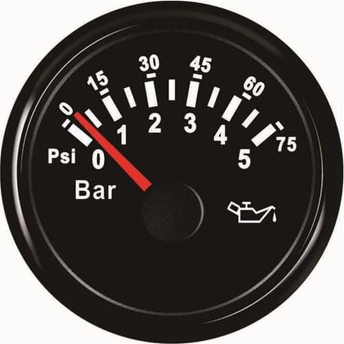 Pack of 1 Cars Oil Pressure Meters 0-5bar 52mm Oil Pressure Gauges 0-75Psi Waterproof LCD Display for Motorcycle Auto Ship RV