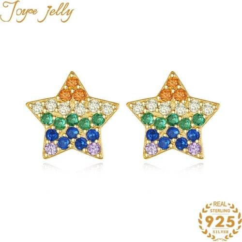 JoyceJelly Women Stud Earrings 925 Sterling Silver Colored Star Women Wedding Jewelry Fashion Hot Selling Party Gifts Wholesale