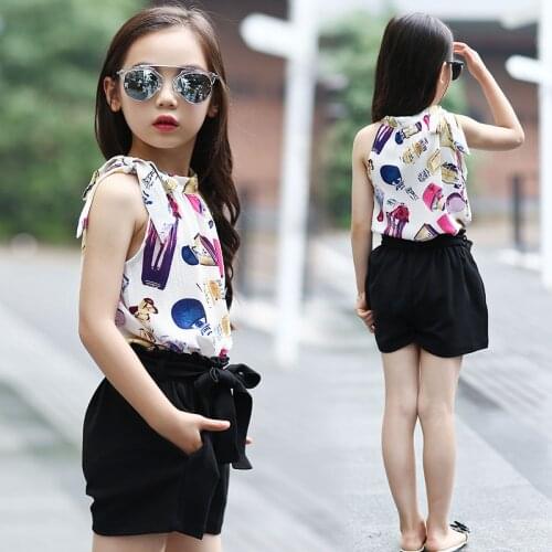 2020 New Hot Sale Girl Clothing Set Sleeveless Blouse and Pants for Baby Girl Summer Wear Children Clothing 2 Pcs Baby Clothes