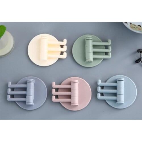 50pcs/lot Seamless Adhesive Hook Rotatable Strong Bearing Stick Hook Kitchen Wall Hanger Bathroom Kitchen Hooks