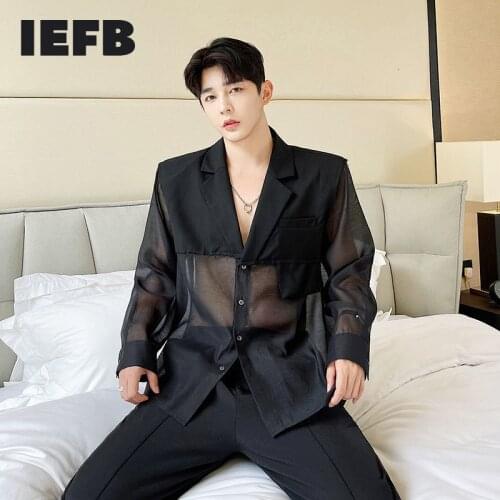 IEFB 2021 See Through Design Summer Blazer Ins Versatile Organza Sunscreen Suit Jacket For Men And Women Black White Tops 9Y7867