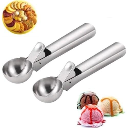 Stainless Steel Ice Cream Scoop Ice Ball Maker Frozen Yogurt Cookie Dough Meat Balls Ice Cream Spoon Tools Watermelon Spoon