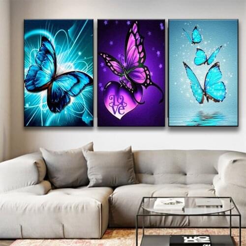 Love Butterfly DIY Painting By Numbers Drawing Set Oil Painting On Canvas Acrylic Paint Unique Gift Home Decoration 50×40CM